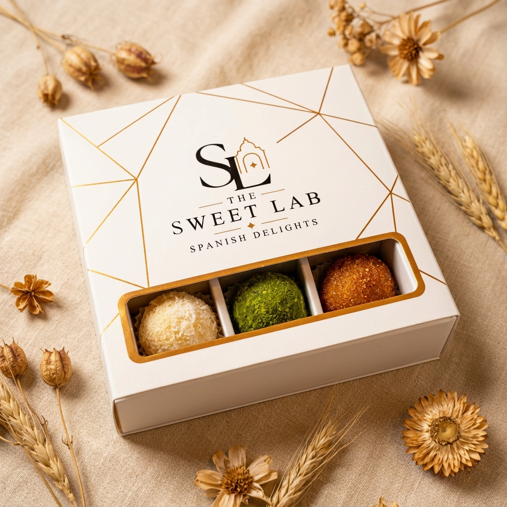 Assorted Box gift box on warm beige background